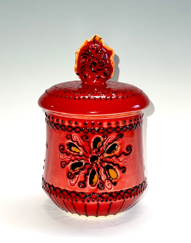 Handmade Pottery Garlic Keeper in Ruby