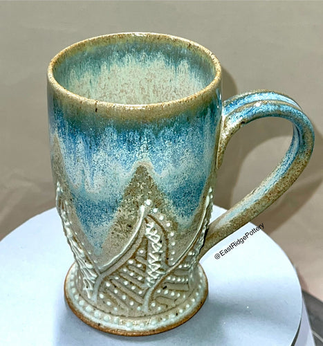Handmade Carved Pottery Mug