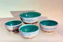 Load image into Gallery viewer, Handmade Iris Sparkle Pottery Soup Bowl