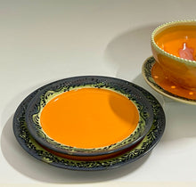 Load image into Gallery viewer, Handmade Happy Orange Pottery Lunch Plate