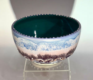 Handmade Iris Sparkle Pottery Soup Bowl