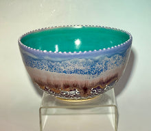 Load image into Gallery viewer, Handmade Iris Sparkle Pottery Soup Bowl