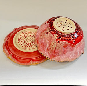 Handmade Crimson Berry Bowl with Plate