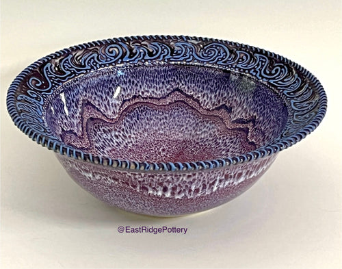 Handmade Mulberry Wave Pottery Serving Bowl