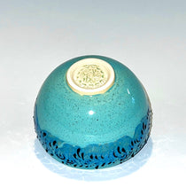 Load image into Gallery viewer, Aquamarine Slip Trailed Bowl