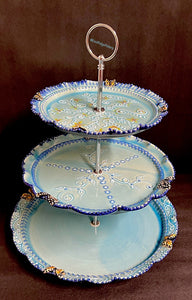 Handmade Pottery Butterfly Tiered Plates