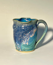 Load image into Gallery viewer, Handmade Altered Blue Sparkle Mug