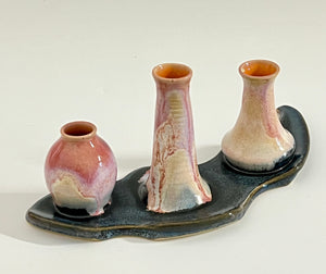 Trio Of Pottery Budvases