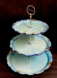 Handmade Pottery Butterfly Tiered Plates