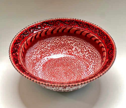 Handmade Red Oil Spot Serving Bowl