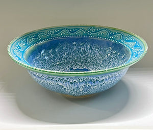 Handmade Large Oil Spot Serving Bowl
