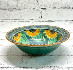 Handmade Wide Rimmed Sunflower Bowl