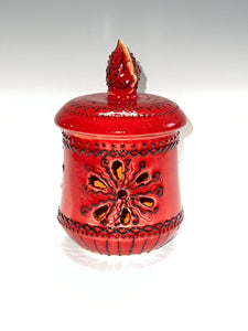 Handmade Pottery Garlic Keeper in Ruby