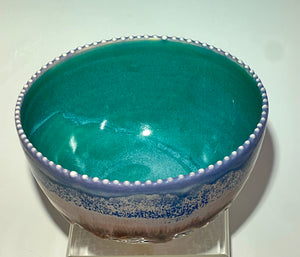 Handmade Iris Sparkle Pottery Soup Bowl