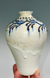Handmade Satin White Crystalline Vase
