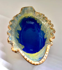 Handmade Azure Oval Serving Bowl