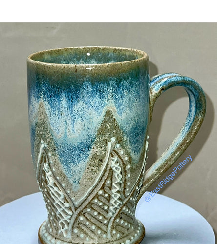 Handmade Carved Pottery Mug