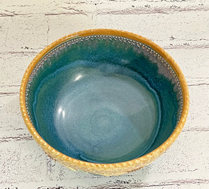 Handmade Pottery Sunflower Serving Bowl