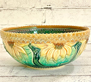 Handmade Pottery Sunflower Serving Bowl
