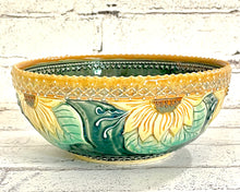 Load image into Gallery viewer, Handmade Pottery Sunflower Serving Bowl