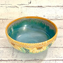 Load image into Gallery viewer, Handmade Pottery Sunflower Serving Bowl