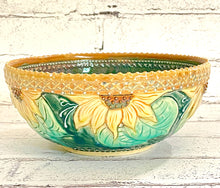 Load image into Gallery viewer, Handmade Pottery Sunflower Serving Bowl