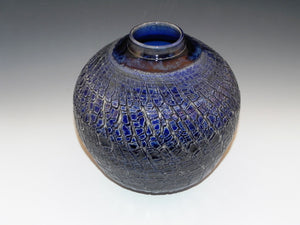 Studio Pottery. Pottery Vase With Original Sodium Silicate Surface Design. High Fired In An Electric Kiln. Handcrafted Home Decor.