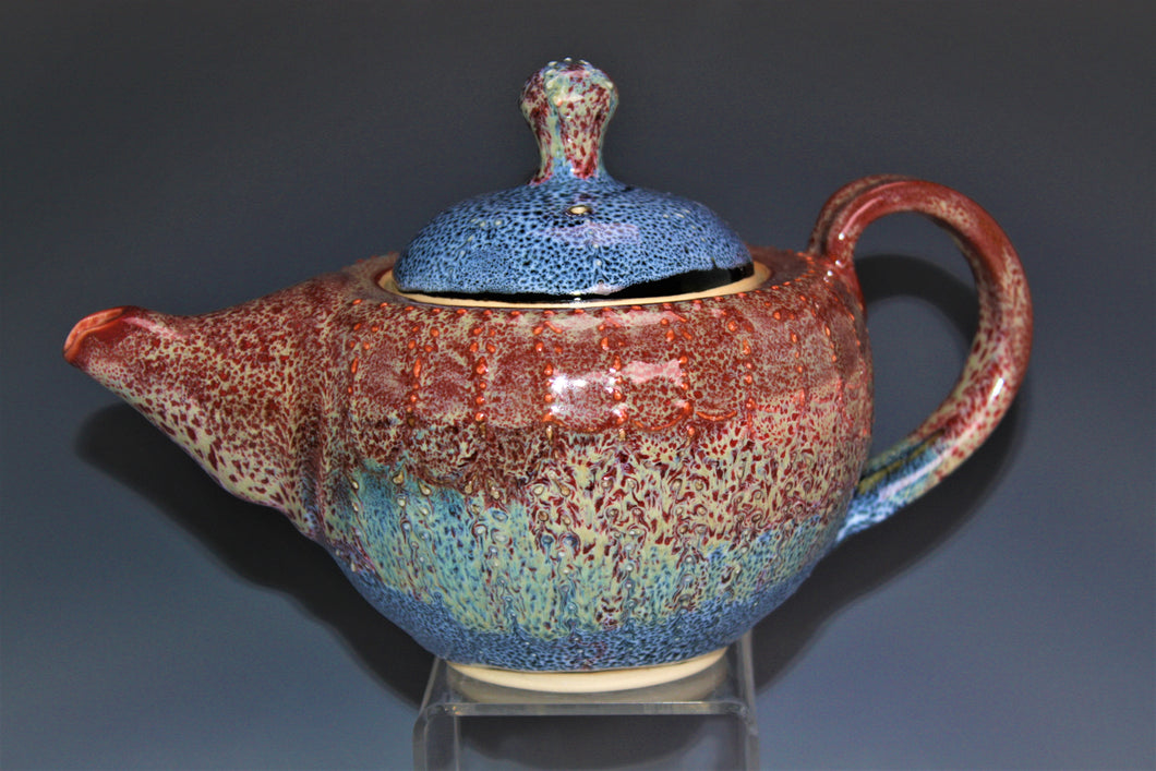 Ceramic Teapot. Wheel Thrown Pottery Teapot. Functional Art. Slip Trailed Surface Designs. High Fired In An Electric Kiln.