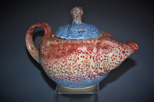 Ceramic Teapot. Wheel Thrown Pottery Teapot. Functional Art. Slip Trailed Surface Designs. High Fired In An Electric Kiln.