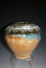 Load image into Gallery viewer, Studio Pottery. Pottery Vase With Original Design Slip Trailed On The Surface. This Beautiful Vase Has Layered Glazes And High Fired In An Electric Kiln.
