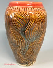 Load image into Gallery viewer, Handmade Pottery Carved Bark Vase