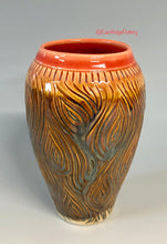 Load image into Gallery viewer, Handmade Pottery Carved Bark Vase