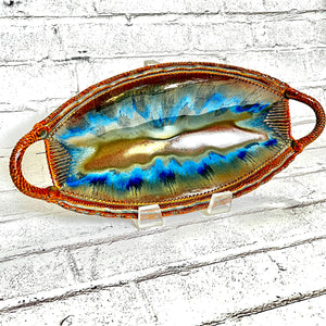 Hand Built Pottery Boat Platter with Handles